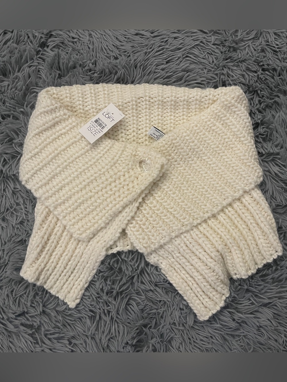 NWT Ann Taylor LOFT Chunky Knit Ribbed Sweater Shrug/Wrap in cream white color
